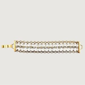 J. Crew Gold Tone and Clear Double-Row Bracelet with Rhinestones